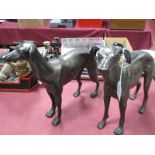 A Pair of Cast Metal Greyhound Dogs, possibly door stops, 28.5cm high.