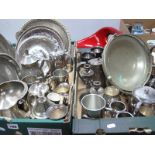 A Large Mixed Lot of Assorted Plated Ware, including goblets, trays, pewter mugs, twin branch