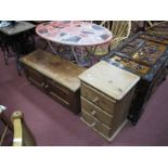 A Pine Bedside Chest of Three Drawers, and two door cupboard. (2)