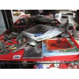 Diecast Tanks, aircraft, loose cutlery, railway themed photos/cards etc:- One Tray