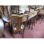 A Set of Four Oak Queen Ann Style Dining Chairs, with drop ins eats on cabriole legs, (4);