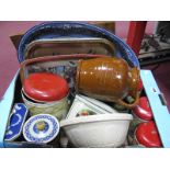 Mixing Bowl, Storage Jars, Mansfield Ales, Trays, Tins etc:- One box.