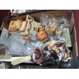 Capodimonte Figure, onyx ashtray, Keele Street cottage ware, Babycham glasses etc:- One Box