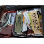 A Large Collection of Leather Bookmarks, postcards, newspaper, photograph album etc:- One Box