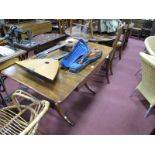 XIX Century and Later Mahogany Sofa Table, with fall flap ends, 'H' support on swept legs.