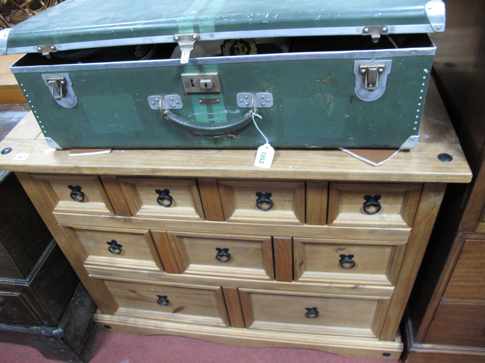 Rustic Chest Of Pigeon Hole Drawers, 103cm wide.