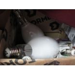 Large 400W Light Bulbs, Oriental vases (damged) glass ware etc.