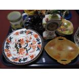 Three Coalport Dinner Plates, Murano ashtray, Winton fruit painted bon bon dish etc:- One Tray