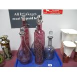 Five Coloured Glass Decanters.