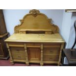 XIX Century Pine Dresser, the shaped back with applied 'C' scroll decoration, serpentine shaped