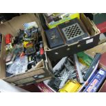Triang Tractor, Solido Cadillac, other toy vehicles, trains, games, chess, etc:- Three Boxes