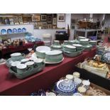 Denby 'Regency Green' Casserole Service Dishes, ten dinner, ten Dessert, ten sides plates, saucer