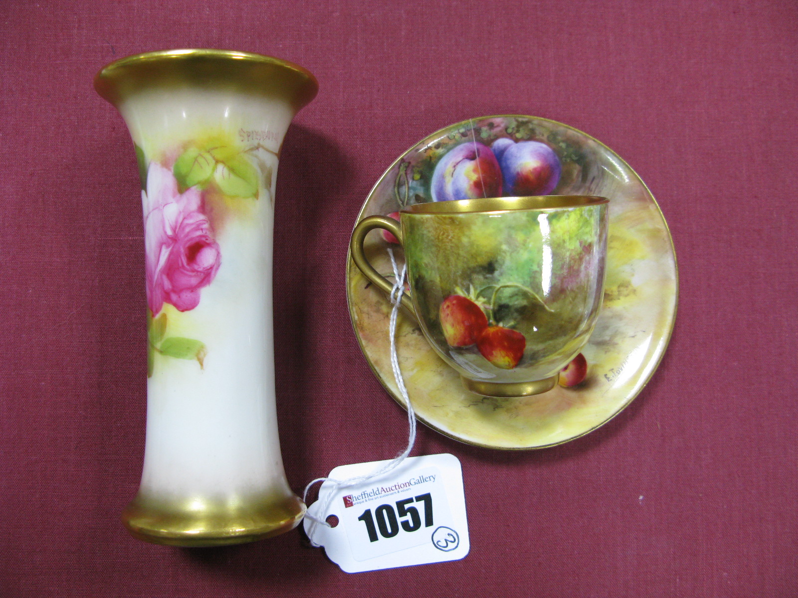 A Royal Worcester Porcelain Cabinet Cup and Saucer, painted by Edward Townsend, signed, with