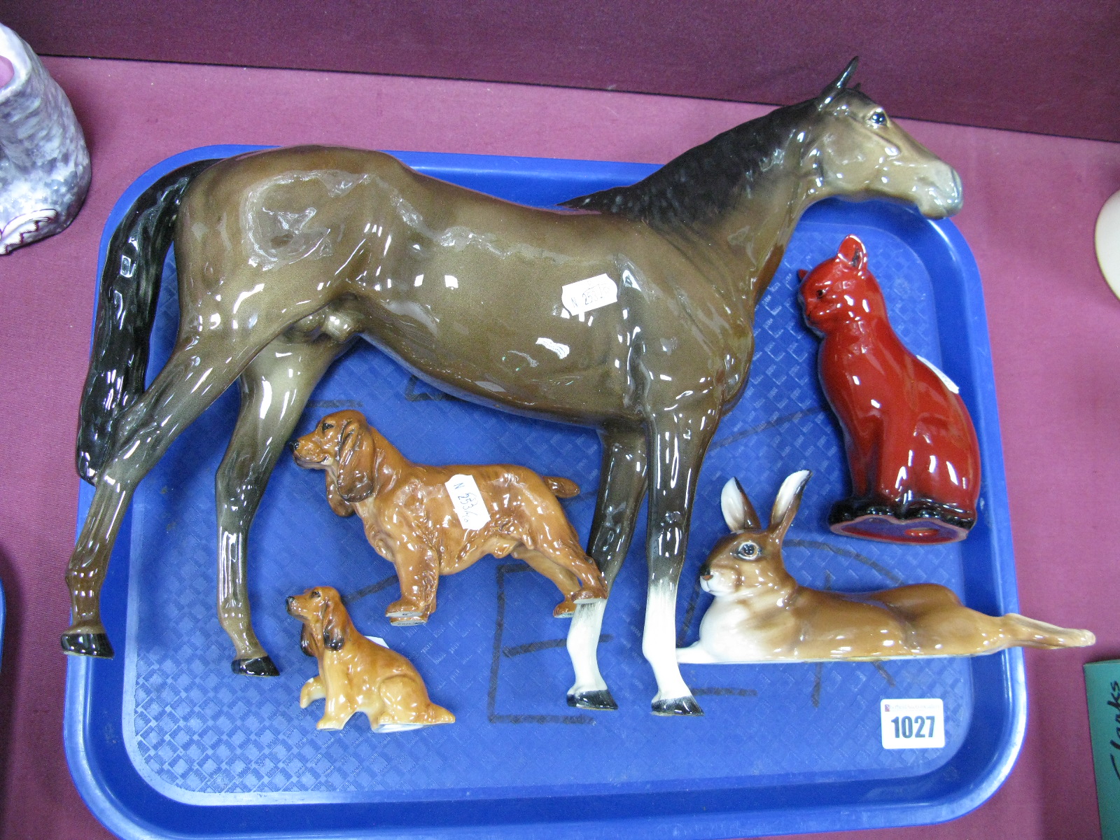 A Beswick Pottery Large Model of a Bay Horse, printed marks, 30.5cm high; A Royal Doulton Flambé