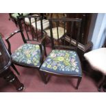 A Set of Eight George III Style Mahogany Dining Chairs, four single and two carver, with rail backs,