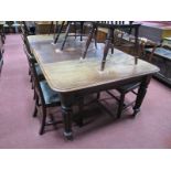 A XIX Century William IV Mahogany Rectangular Draw Leaf Dining Table, with moulded edge on turned