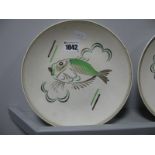 A Set of Six Poole Pottery Plates, circa 1950's, decorated with fish, designed by Truda Carter. (6)