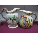 A Crown Devon Fieldings Musical Jug 'Auld Lang Syne', decorated with moulded and painted scenes