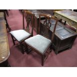 A Set of five XVIII Century Mahogany Dining Chair, with pierced splats and drop-in seats, with