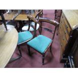 A Set of Six William IV Rosewood Dining Chairs, with rectangular top rail, drop-in seats, on