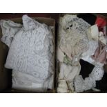 A Quantity of Vintage Lace Trim, including collars, Edwardian cotton underskirt and bodice,