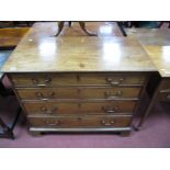 A George III Mahogany Chest, with four long drawers, on bracket feet, 82cm high, 96cm wide.