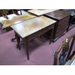 A George III Mahogany Side Table, with moulded edge, single drawer and shaped apron on tapering