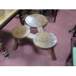 A Jack Grimble of Cromer Burr Oak (Clover) Coffee Table, with three circular tops united by