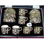 A Cased Set of Royal Crown Derby Porcelain Coffee Cans and Saucers, decorated in Imari pattern 2451,