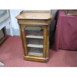 A XIX Century Walnut Inlaid Cabinet, with three-quarter ormolu gallery to crossbanded top over