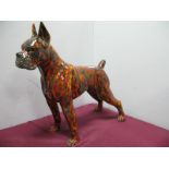 An Anita Harris Art Pottery Prestige Model Large Fireside Boxer Dog, gold signature, 45cm high.