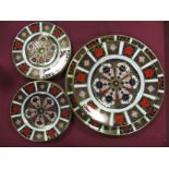 A Pair of Royal Crown Derby Porcelain Plates, decorated in Imari pattern 1128, date code for 1980,