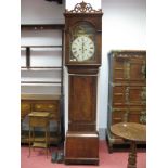 A George III Mahogany Eight-Day Longcase Clock, probably Scottish, the white painted dial with Roman