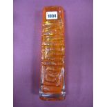 A Whitefriars 'Tangerine' Glass Totem Pole Vase, designed by Geoffrey Baxter, 27cm high.