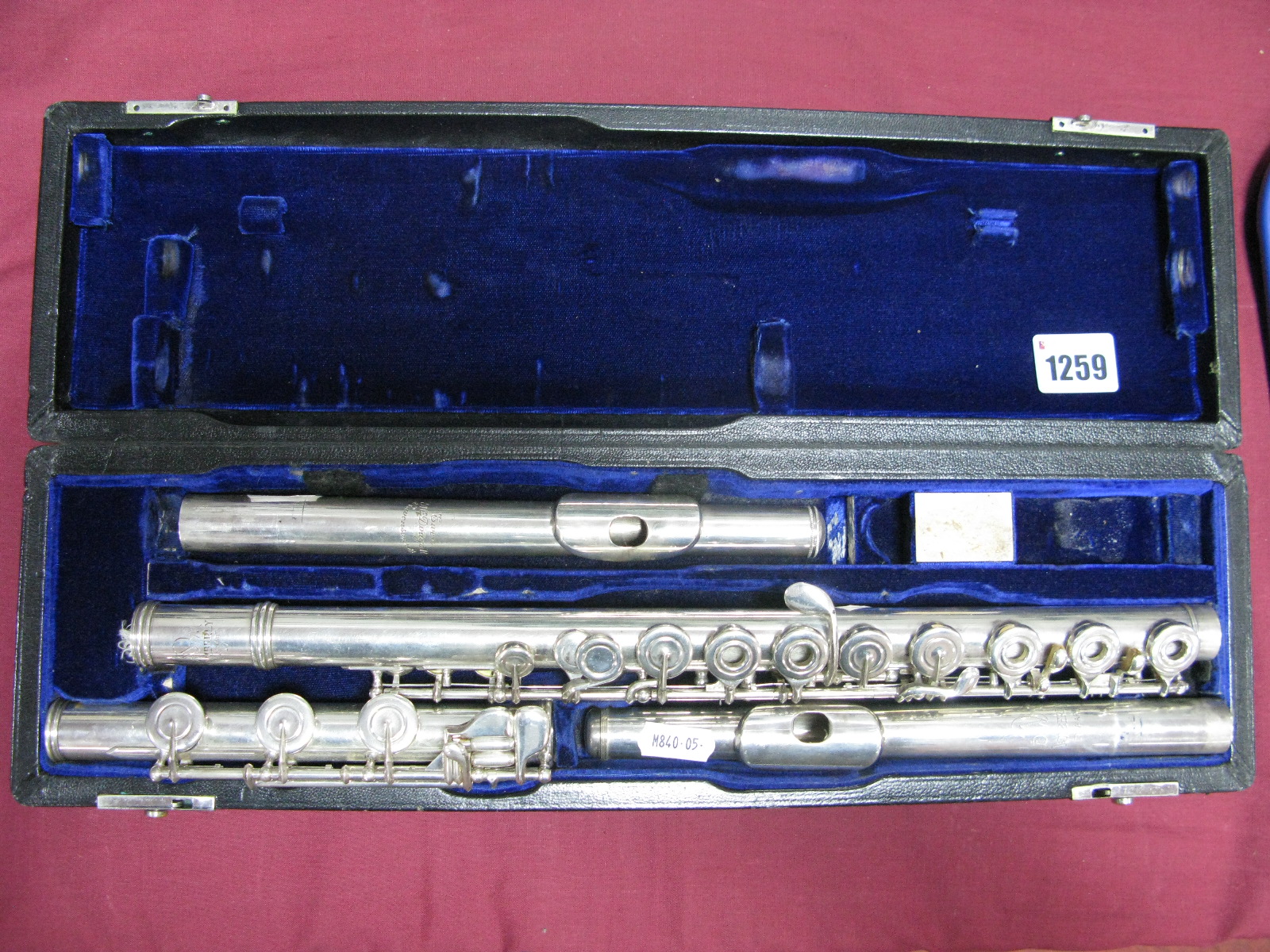 A 'Wimberley Elkhart' Silvered Metal Flute, and a 'Ewen McDougall' mouth joint, in a plush lined