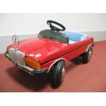 A Battery Driven Child's Car, in the style of a Mercedes SEC, red bodywork, length 94cm, width