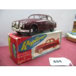 A 1960's Plastic Model of a Jaguar 2.4 in Maroon from The Replica Series by Lincoln International,