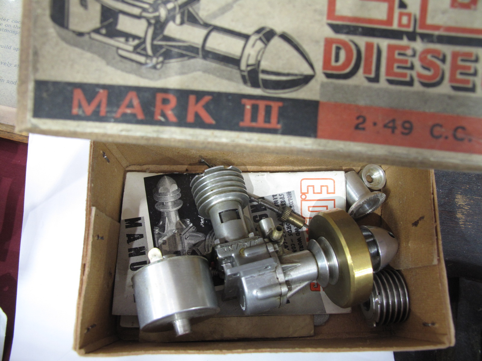 A 2.49cc ED Diesal Modellers Aero Engine, with glo plug conversion, appears unused with paperwork