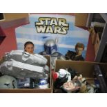 A Collection of Modern Star Wars Plastic Model Figures, beasts, vehicles including Millennium Falcon