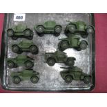 Five Dinky No. 673 'Scout Car' and Four No. 670 Armoured Car, all fair/good.