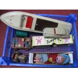 A Pelham Puppet 'Noddy', boxed, a tinplate 'Swift' Toy Boat, Hong Kong plastic Rolls Royce and two