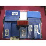 Nine Hornby Dublo OO Gauge Three Rail Boxed Wagons, Meat Vans, Brake Vans, etc, condition very good,