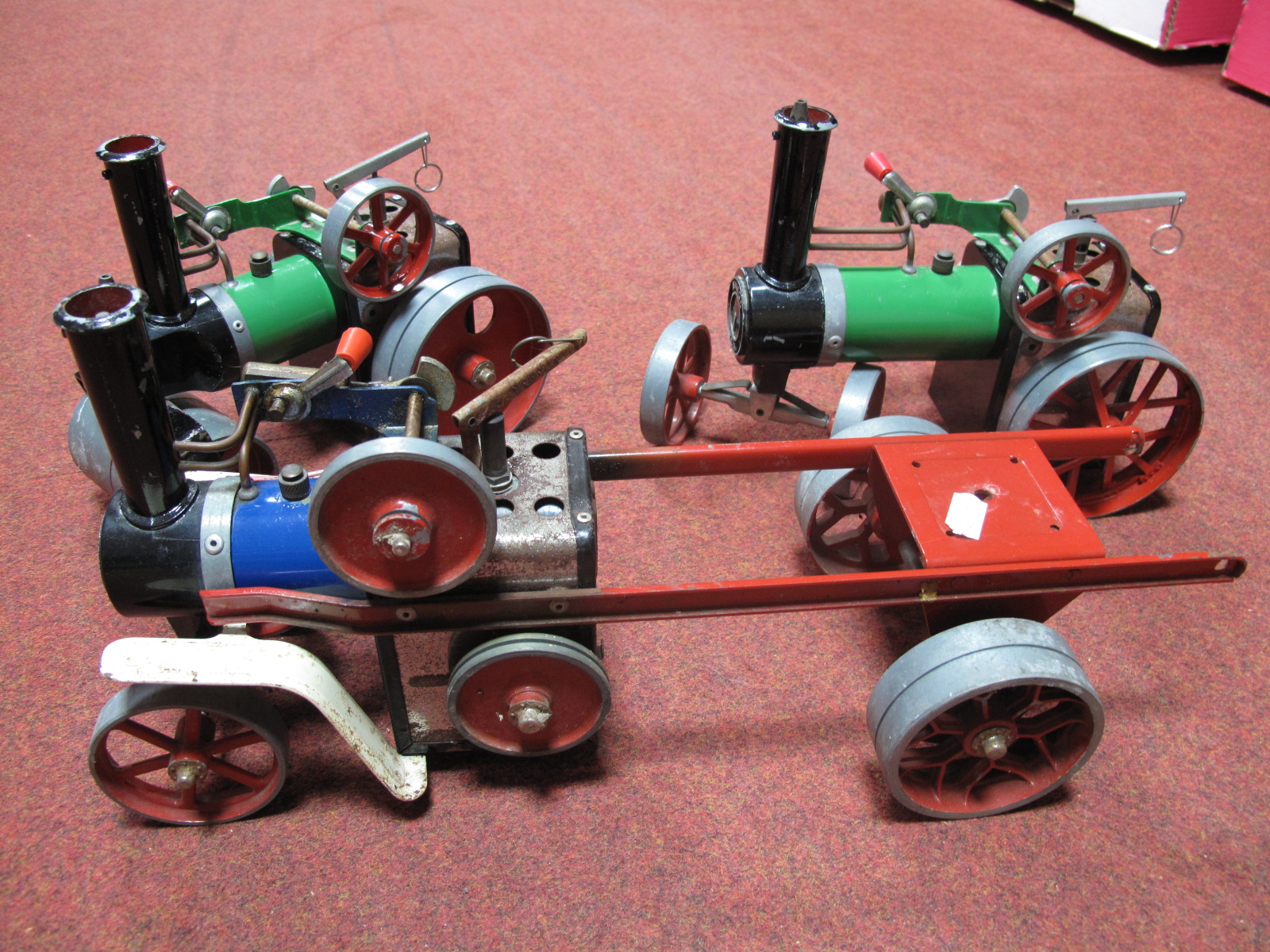 Three Mamod Live Steam Vehicles, steam wagon, road roller, traction engine, all parts missing,