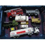 A Quantity of Dinky Diecast Vehicles, including 'AA' Mini van and A.E.C Esso tanker, all playworn