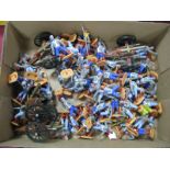 A Good Quantity of Timpo Plastic Figures, all American Confederate related, with canons, playworn.