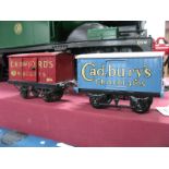 A Hornby 'O' Gauge 'Cadbury's' Box Van, repaint to a very good standard, plus pre-war 'Crawfords