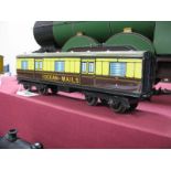 A Pre-War Hornby 'O' Gauge No. 2 Coach, converted into GWR 'Ocean Mails'.