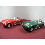 Two Original Scalextric, A.C. Cobra Cars, one red, one green.