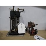 Two Small Engineered Live Steam Engines, a vertical four pillar single cylinder c. 4½ inches tall,