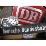 A Collection of DB/German Federal Railway, 11 assorted plastic train running shields, wagon plate, 5